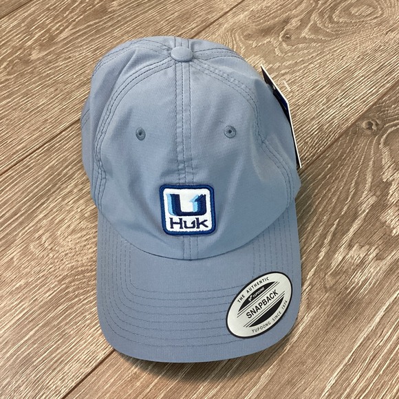 HUK Men's Unstructured PR Snapback Hat Blue One Size Adjustable Head Ware - Picture 2 of 6